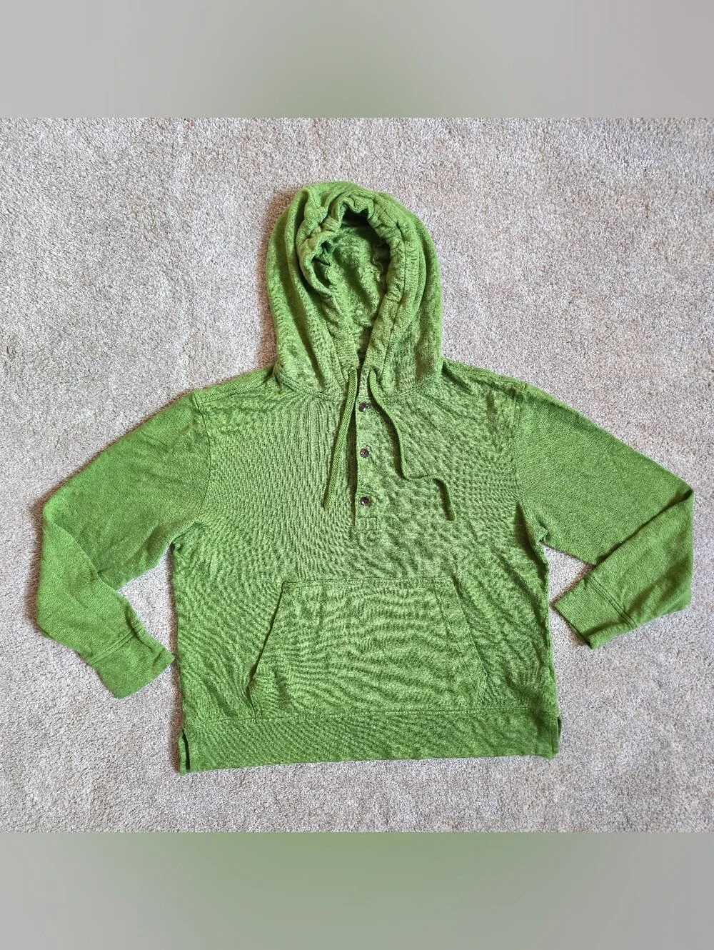 Banana Republic Linen Terry Hoodie in Shady Palm Green Unisex Size Medium Linen